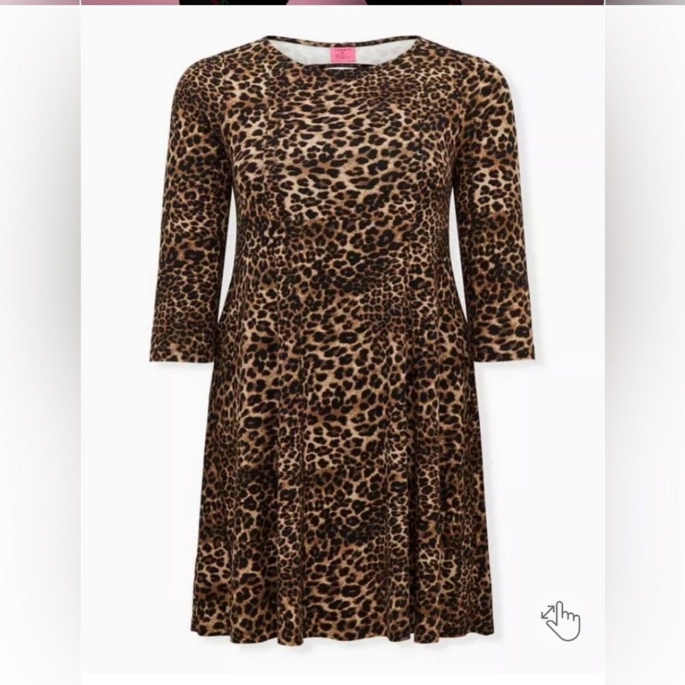 Torrid Betsy Johnson Skater Leopard Print Dress With Pockets Sz3